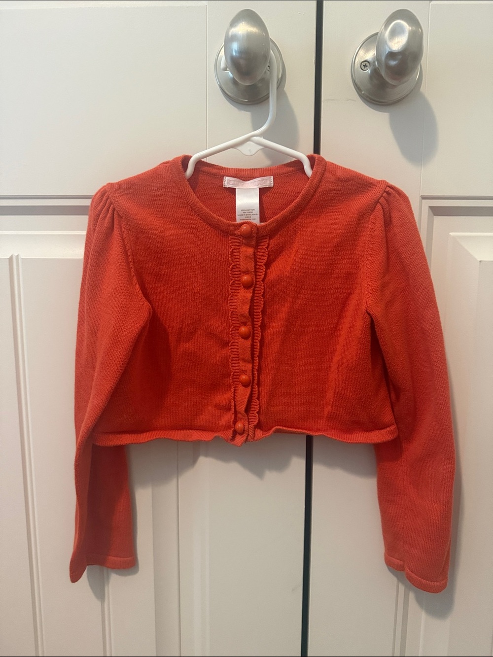 Janie and Jack Orange Ruffle-Trim Button Cropped Cardigan